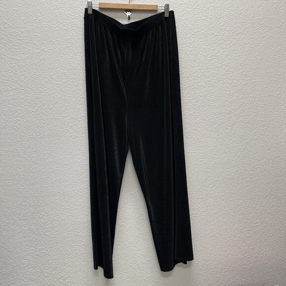 CM SHAPES Woman Plus 1X Pants Pull On Full Length Acordian Pleated Shine Formal - Picture 1 of 5